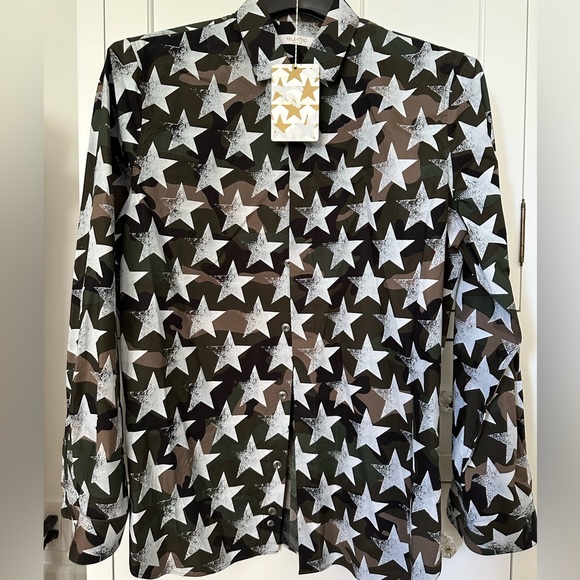 Valentino Men’s Camo Star Button up shirt size 38